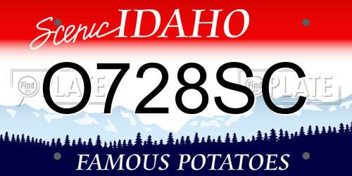 O728SC Idaho License Plate