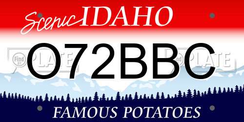 O72BBC Idaho License Plate