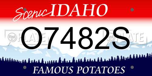 O7482S Idaho License Plate