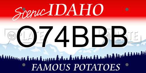 O74BBB Idaho License Plate