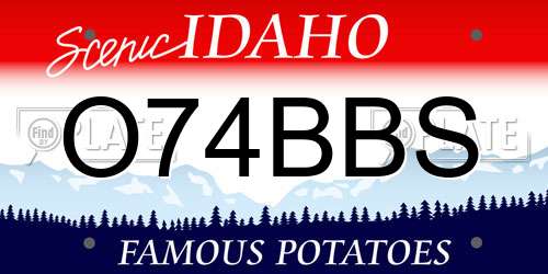 O74BBS Idaho License Plate