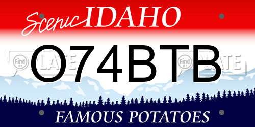 O74BTB Idaho License Plate