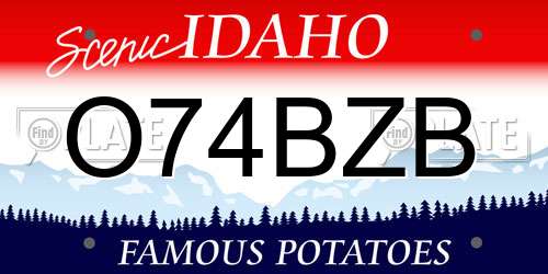 O74BZB Idaho License Plate