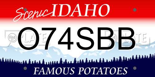 O74SBB Idaho License Plate
