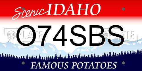 O74SBS Idaho License Plate