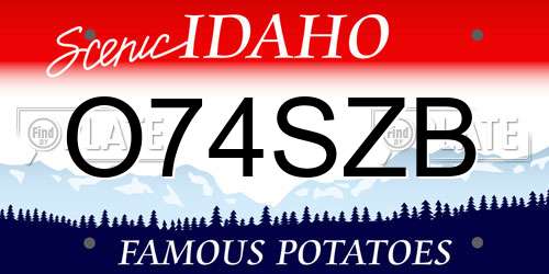 O74SZB Idaho License Plate
