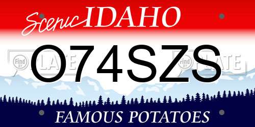 O74SZS Idaho License Plate