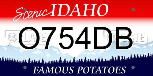 O754DB Idaho License Plate