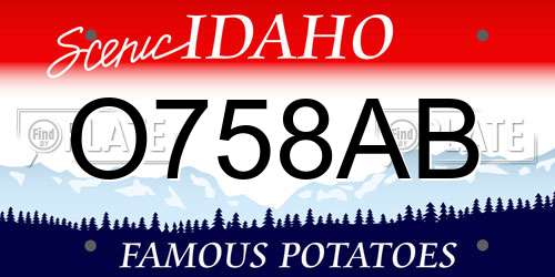 O758AB Idaho License Plate