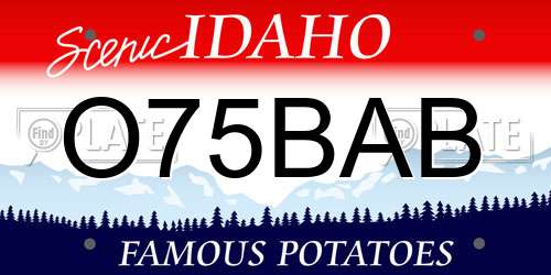 O75BAB Idaho License Plate