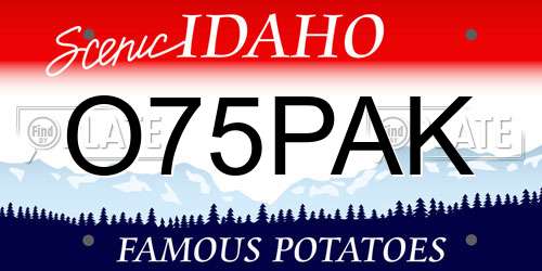 O75PAK Idaho License Plate