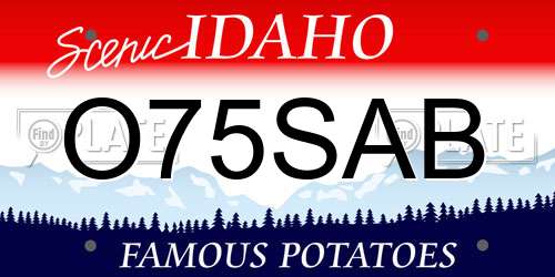 O75SAB Idaho License Plate