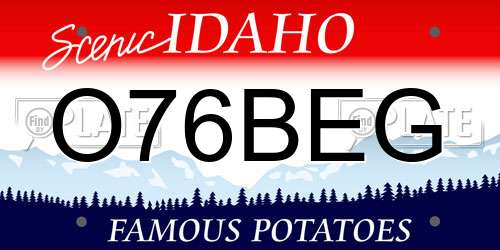 O76BEG Idaho License Plate