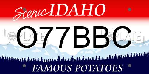 O77BBC Idaho License Plate