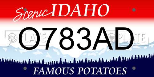 O783AD Idaho License Plate