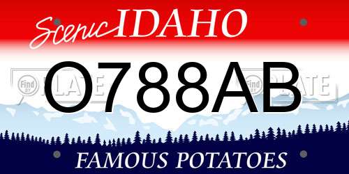 O788AB Idaho License Plate