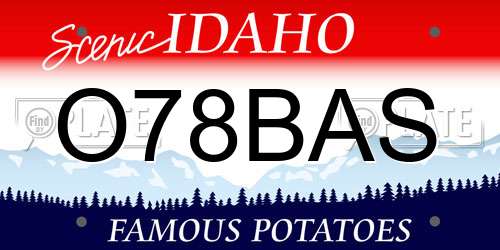 O78BAS Idaho License Plate