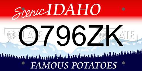 O796ZK Idaho License Plate