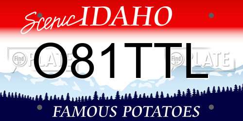 O81TTL Idaho License Plate