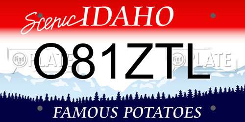O81ZTL Idaho License Plate