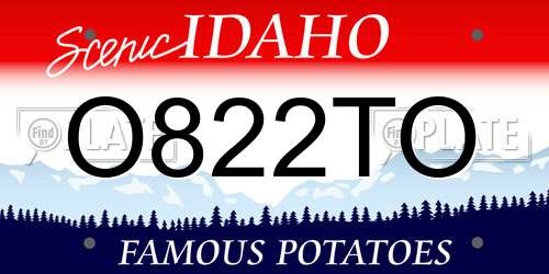 O822TO Idaho License Plate