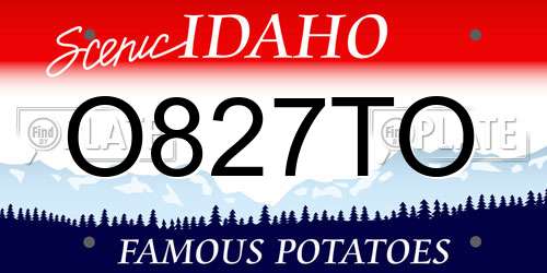 O827TO Idaho License Plate