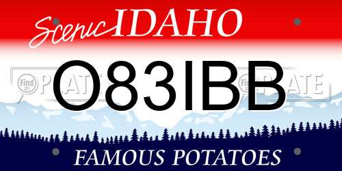 O83IBB Idaho License Plate