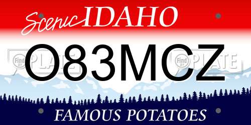 O83MCZ Idaho License Plate