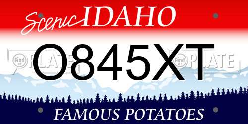 O845XT Idaho License Plate