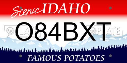 O84BXT Idaho License Plate