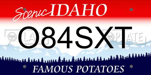 O84SXT Idaho License Plate
