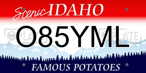 O85YML Idaho License Plate