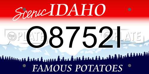 O8752I Idaho License Plate