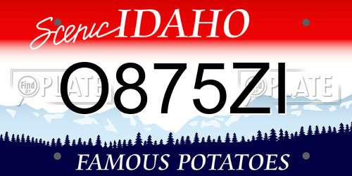 O875ZI Idaho License Plate