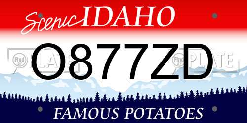 O877ZD Idaho License Plate