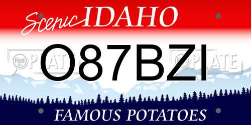 O87BZI Idaho License Plate