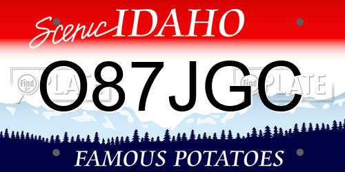 O87JGC Idaho License Plate