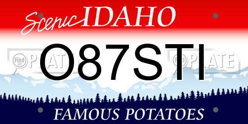 O87STI Idaho License Plate