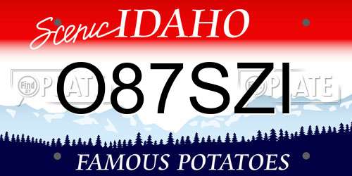 O87SZI Idaho License Plate