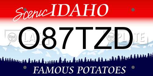 O87TZD Idaho License Plate