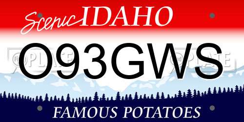 O93GWS Idaho License Plate