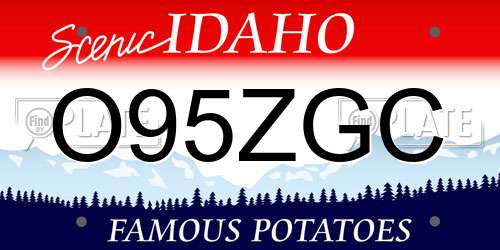 O95ZGC Idaho License Plate