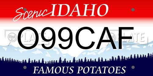 O99CAF Idaho License Plate