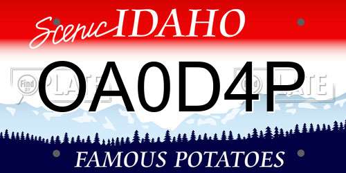 OA0D4P Idaho License Plate
