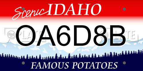 OA6D8B Idaho License Plate