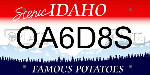 OA6D8S Idaho License Plate