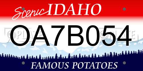 OA7B054 Idaho License Plate