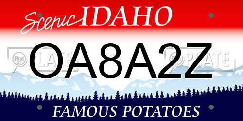 OA8A2Z Idaho License Plate