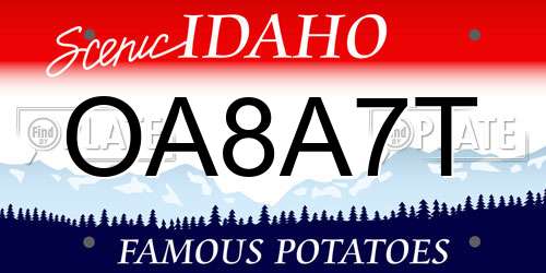 OA8A7T Idaho License Plate