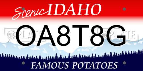 OA8T8G Idaho License Plate
